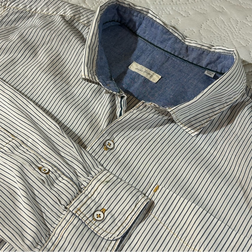 Arnold Zimberg Striped Button-Up Shirt Cotton Long Sleeve Contrast Cuff Sz 2XL